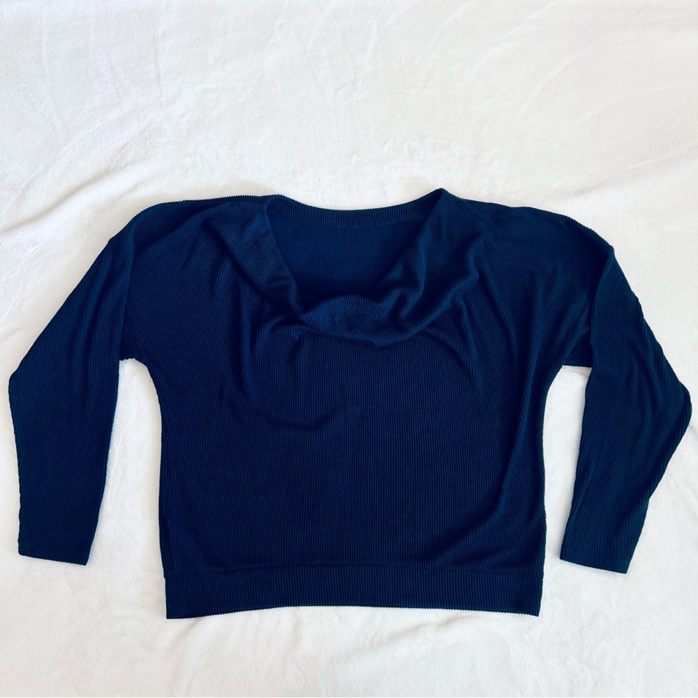 EUC Maeve Drape-Back Ribbed Knit Sweater | L